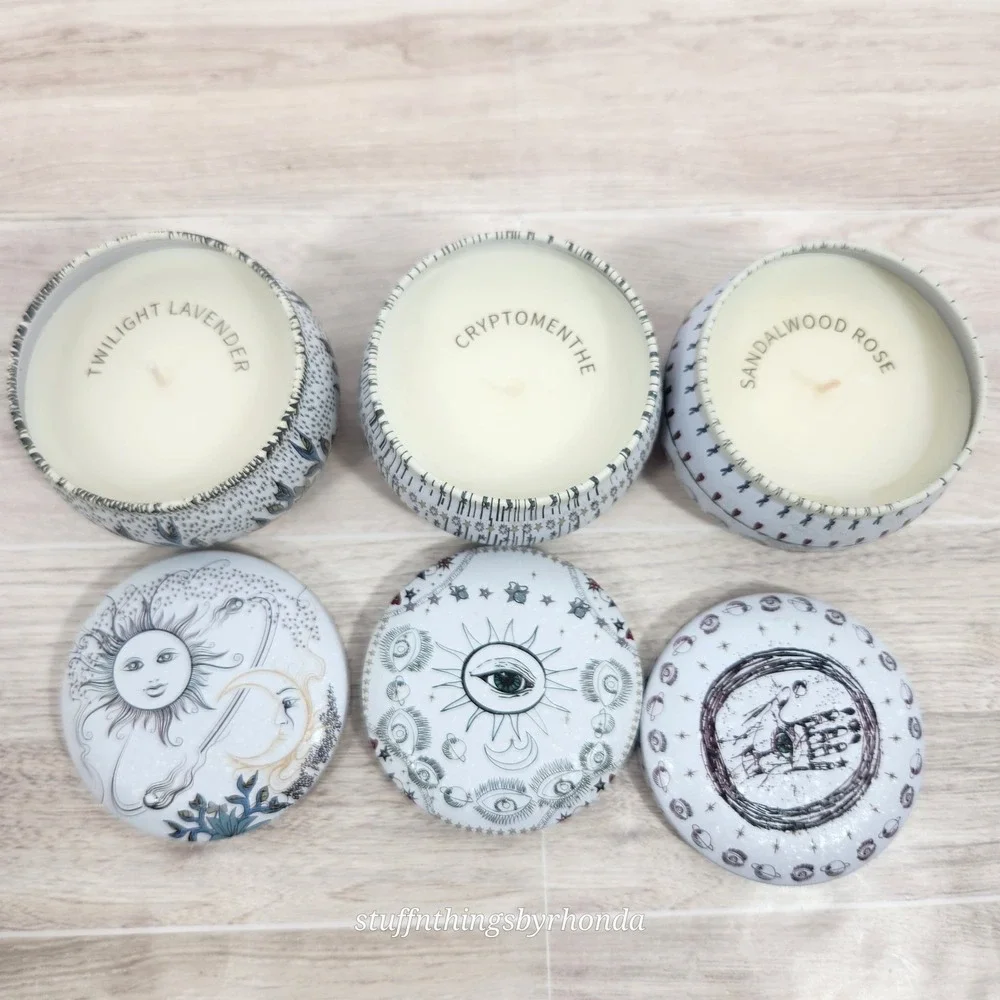 Scented Tin Candles Set Of 3 Spice Up Your Life Mystic Tarot Theme‎ Meditation